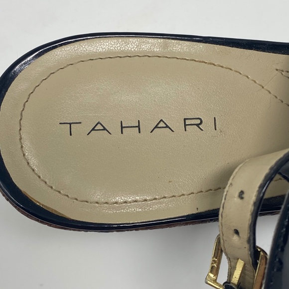 Tahari New Black Patent Steffi Wedge Sandal - Picture 4 of 6